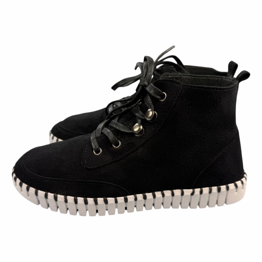 Ilse Jacobsen Tulip6371 Black Suede Lace Up Sneaker Boots Womenโs Size 39
